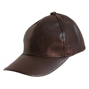 Genuine Lambskin Leather Baseball Cap Brown #1003